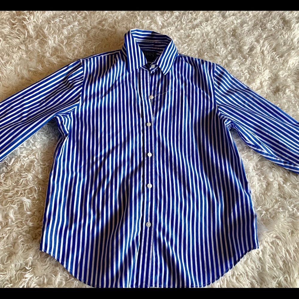 Chaps Size SM Petite Blue Stripped Button Down